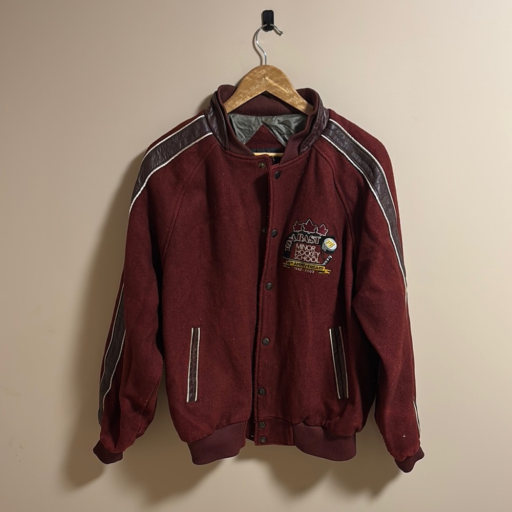 Vintage Maroon Jacket with Embroidered Logo